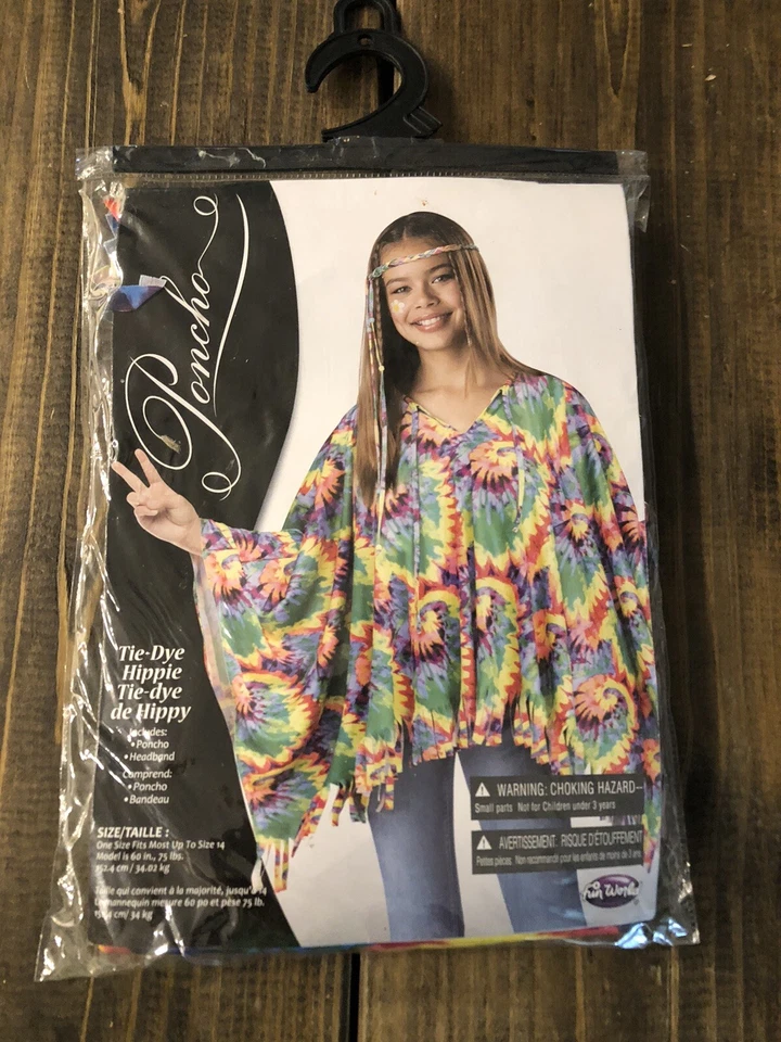 Hippie Poncho Costume Halloween Fancy Dress - Image 1 of 3