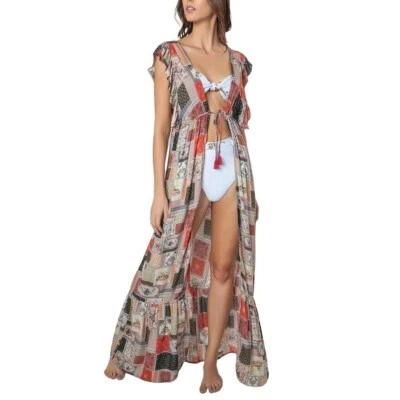 Maxi Vestido Encubrimiento Emilia Largo Volantes Playa Mediano AGUA BENDITA NUEVO CON ETIQUETAS Foto 1 de 4