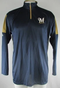 Milwaukee Brewers MLB Men's 1/4 Zip Long Sleeve Pullover Shirt Navy 2XLT 4X - Picture 1 of 6