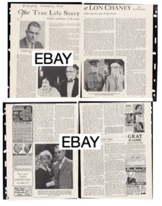 1928 THE TRUE LIFE STORY OF LON CHANEY SR ORIGINAL SILENT HORROR MOVIE CLIPPINGS - Picture 1 of 1