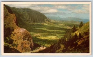 1950 UNITED AIR LINES KANEONE VALLEY as seen from NUUANU PALI HAWAII POSTCARD - Picture 1 of 2