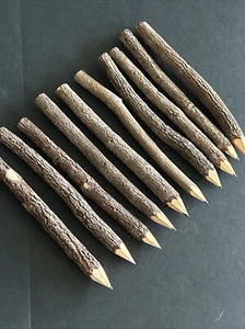 Wooden Tree Branch PENCILS Set of 10 Pencils Approximately 7” Long - Picture 1 of 1