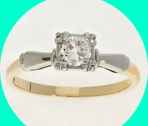 Anillo de compromiso solitario de diamantes naturales platino YG redondo brillante talla 5,5 - Imagen 1 de 9