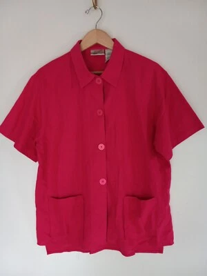 Blusa Top Colección Kathie Lee Vintage L Grande Rosa Oscuro Abotonada Foto 1 de 4