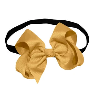 WD2U Baby Girls 4" Solid Grosgrain Ribbon Hair Bow Black Stretch Headband - Picture 1 of 60