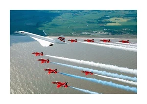 Concorde and Red Arrows 1 A4 reproduction picture poster with choice of frame - Picture 1 of 4