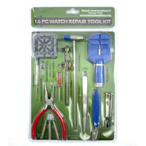 16 Pc Watch Repair Tool Kit Pin Strap Link Remover Back Case Opener Watchmaker ! - Picture 1 of 1