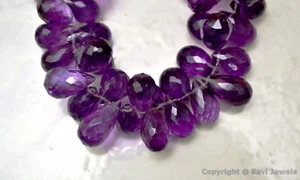 Amatista 13-9 mm de largo tablero de ajedrez facetas 6 cuentas gotas de taladro lateral; selecciona un tamaño - Imagen 1 de 2