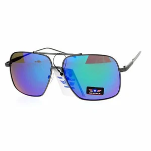 Air Force Sunglasses Unisex Retro Fashion Metal Square Pilot Shades UV400 - Picture 1 of 30