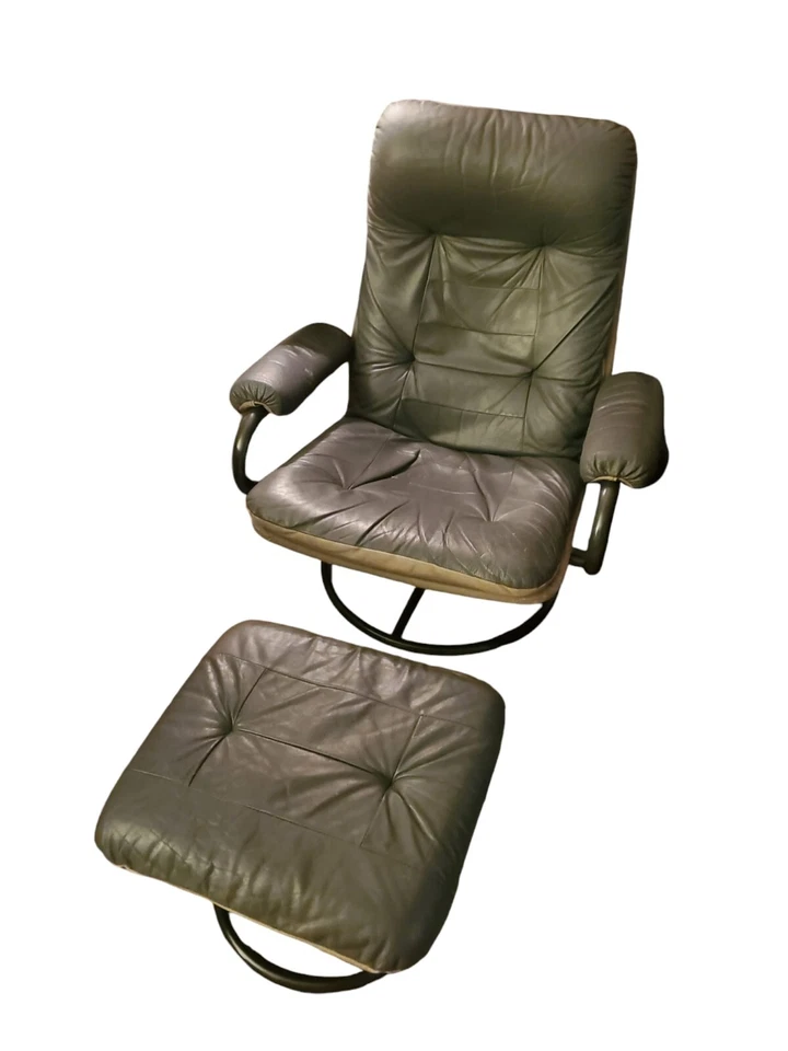 Sillón reclinable giratorio y otomana ChairWorks vintage   Foto 1 de 4