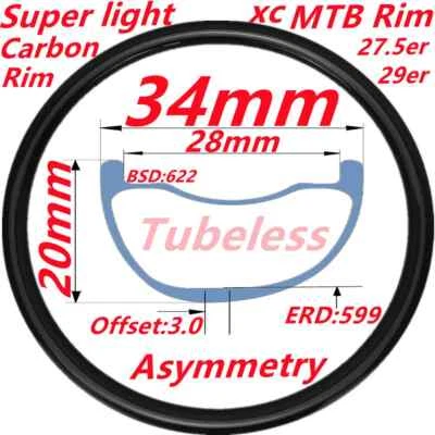 Llantas de bicicleta 29er 27,5er carbono 650B 20 25 30 mm profundidad XC MTB 28 agujeros ruedas Foto 1 de 4