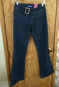 Limited Too Girl's Blue Jeans Size 14 Slim rhinestone buckle flare leg new tag - Picture 1 of 7