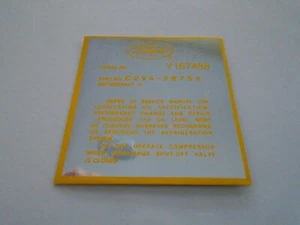 1962 Reproduction Lincoln A/C Comp. Chg. Decal - Bild 1 von 1