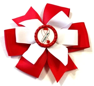 Beautiful Firefighter's Wife Awareness Ribbon Inspired Hair Bow for girls. - Picture 1 of 3