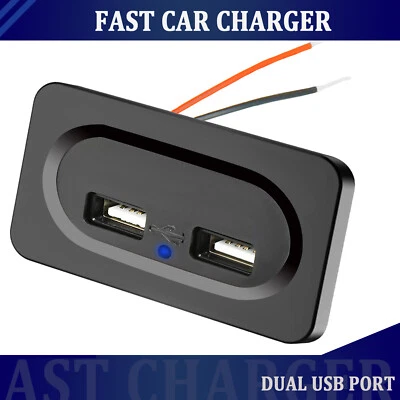 12V/3.1A Dual USB Port Fast Charger Socket Power Outlet Panel Motorcycle Car RV - Image 1 of 4