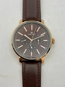 Oskar Emil Classic VOLGA Quality Multifunction Calendar Leather Watch BROWN/GOLD - Picture 1 of 4