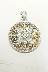 Wunderschöner zweifarbiger runder Anhänger aus Sterlingsilber mit 12,8 g CZ - Bild 1 von 10