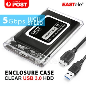 USB 3.0 Transparent 2.5" SATA 3.0 5Gbps SSD HDD Hard Disk Drive Enclosure Case - Picture 1 of 10
