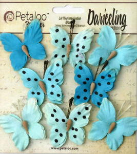 Petaloo Premier "8 Mini Butterflies" In "TEASTAINED TEALS with Black Dots 1486 
