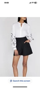 Club Monaco Embroidered Linen Long SleeveBlouse - Size L Color White - Picture 1 of 6