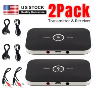 2x Bluetooth Transmitter Receiver Wireless A2DP Home TV Stereo Audio Adapter - Picture 1 of 9