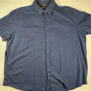Shaquille XLG O'Neal 3XL XXXL Big Tall Button Up Short Sleeve Sharp Navy Blue - Picture 1 of 7
