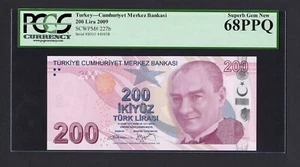 Turkey 200 Lira 2009 P227b Uncirculated Graded 68 - Picture 1 of 2
