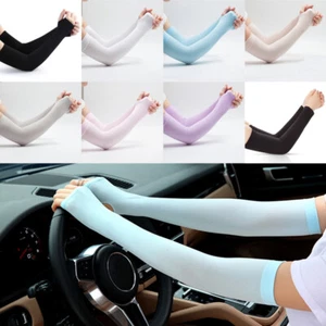 Women Solid Arm Sleeve Summer Sun UV Protection Sleeve Outdoor Driving Arm Cover - Picture 1 of 22