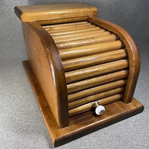 Vintage Holz Rolltop Rezeptkartenhalter handgefertigt Einzelstück Massivholz - Bild 1 von 13