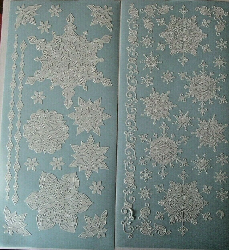 J.TRIM 2 sheets of Snowflake Peel-offs Both White large and small with corners