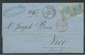 REGNO STORIA POSTALE EFFIGIE 20 CENT COPPIA TIRATURA LONDRA DEL 1867 - Picture 1 of 1