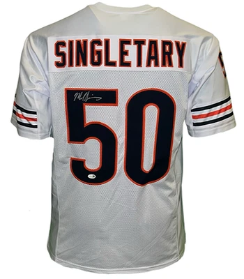 Camiseta de fútbol blanca firmada por Mike Singletary de Chicago JSA Foto 1 de 3