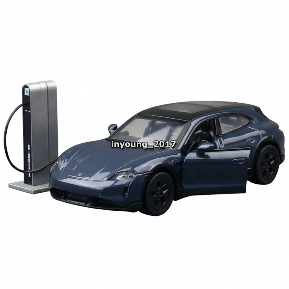 1:36 2022 Porsche Taycan Turbo S Cross Turismo Model Car Diecast Toy Cars Blue - Image 1 of 4