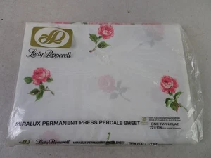 Lenzuolo Vintage Lady Pepperell PIATTO 72"x104" TWIN Cotone NUOVO Rosa Rose FIORE - Foto 1 di 4