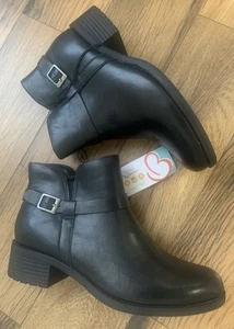 BareTraps Erlene Women’s Low Heel Black Leather Boots, 8.5M - Picture 1 of 9