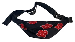 Anime Naruto Inspired Red Cloud Black Fanny Pack or Cross Body Bag - Picture 1 of 7