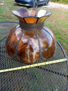 Vintage Large Amber Slag Glass Tulip Lamp Shade - Picture 1 of 13