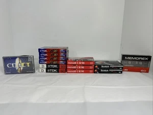 13 Lot Assorted Brand Blank Audio Cassette Tapes Maxell Sony TDK Scotch Memorex - Picture 1 of 9