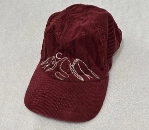 MAROON Embroidered Mountains Corduroy Cap Hat Adult Strapback NEWHATTAN - Picture 1 of 6
