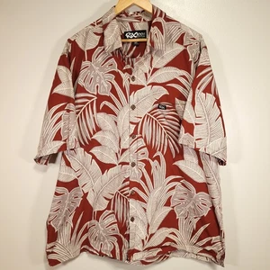 Rix Hawaiihemd Herren 3XL rot grau hellbraun Blätterdruck 100% Baumwolle Made in Hawaii - Bild 1 von 8