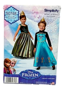 Disfraz Simplicity S0748 Disney Frozen Niño Talla 3 a 8 Elsa Anna Patrón Sin Cortar - Imagen 1 de 3