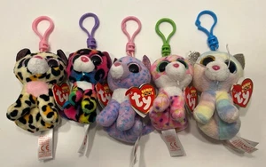 Ty Beanie Boos Key Clips Lot Of 5 Cats Sophie, Dotty, Heather, Livvie & Cassidy - Picture 1 of 18