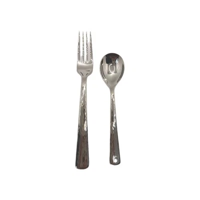 Reed & Barton Hammered Place Fork & Sugar Spoon 18/10 Stainless Flatware - Image 1 of 4