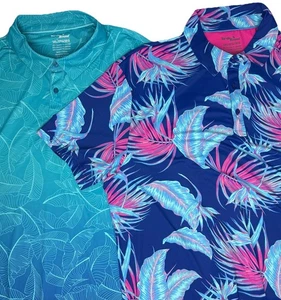 NWT LOT 2 Birdie Bound Golf Polos 3XL Mens Performance Stretch Floral Shirts - Picture 1 of 24