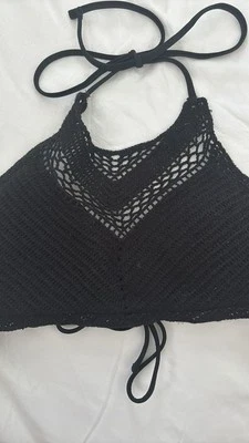 SO Clothing Bikini Set. Black top and bottom. Crocheted top. - Изображение 1 из 4