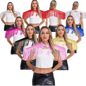 Adulto Unisex Camiseta Corta Baile Armadura Flecos Chaleco Hombres Vacaciones Mujeres Uniforme Cantante - Imagen 1 de 47