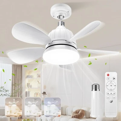 Socket Fan Light with Remote: 18'' Small Ceiling Fans with Lights, 2000 Lumen... - Image 1 of 4