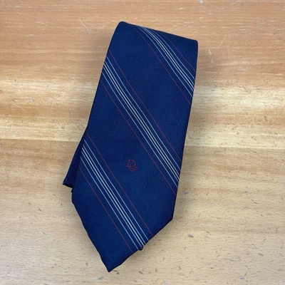 Corbata de Colección Christian Dior Azul Marino, Rojo, Gris Azul Claro Rayas Foto 1 de 4