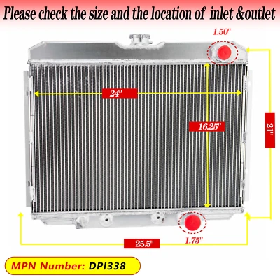 Radiator 4-Row Aluminum Fit 1967 1968 1969 1970  Ford Mustang Mercury Cougar V8 - Imagem 1 de 4