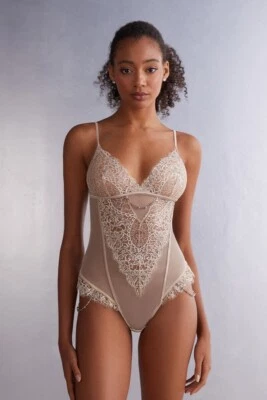 NUEVO Body Intimissimi Living in Luxe de Encaje y Tul Beige Talla L Foto 1 de 4